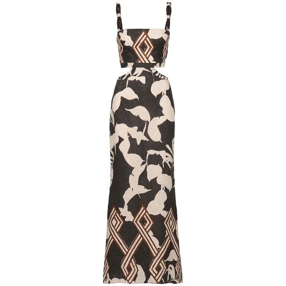 Johanna Ortiz Dresses & Skirts - Johanna Ortiz Dinastia Del Tropico Embroidered Linen Maxi Dress  - XS Black